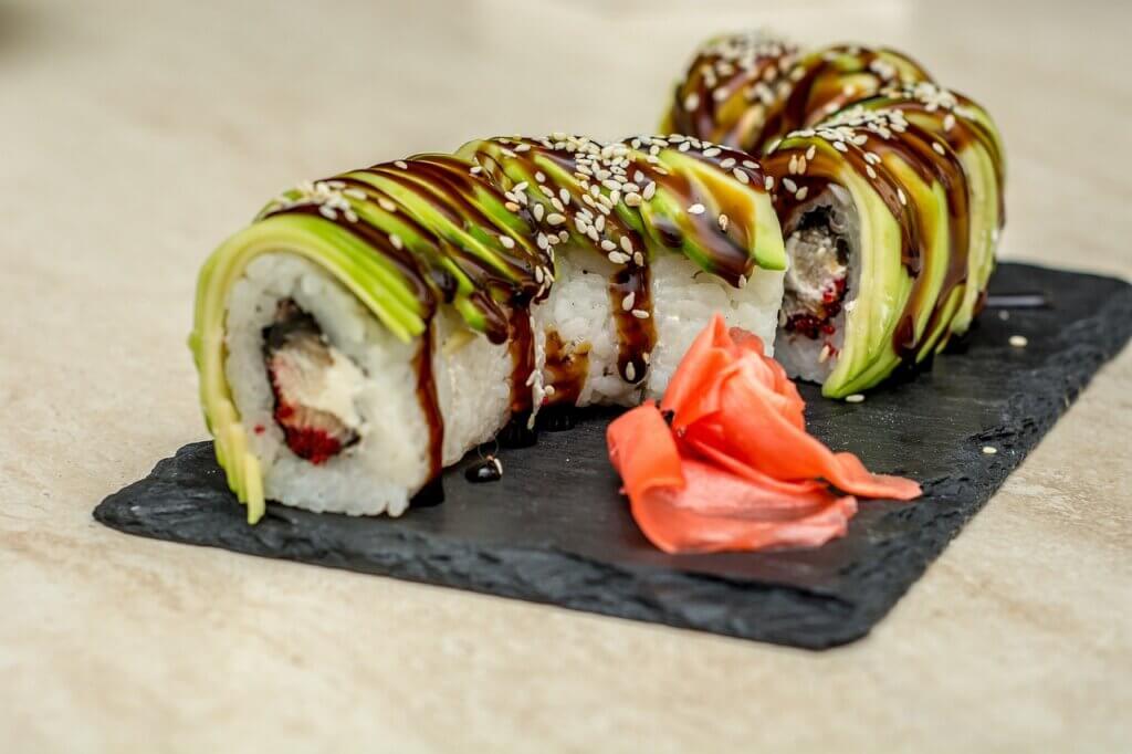 Eel and Avocado Dragon Roll Sushi